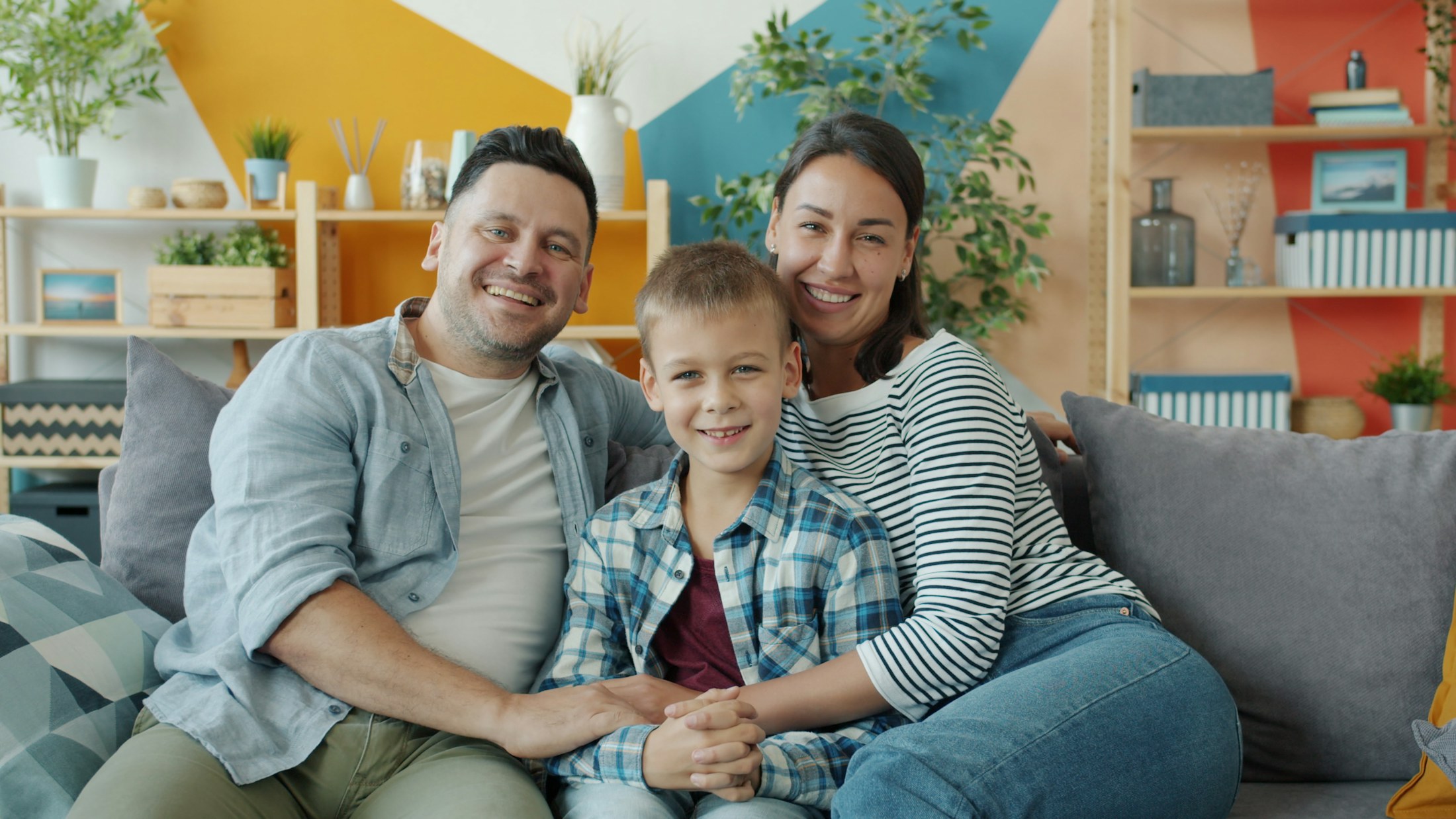 A Houston family relaxed and comfortable at home
